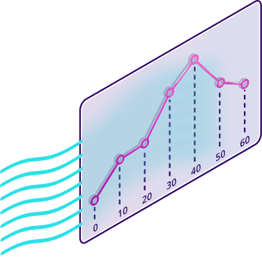 Laptop displaying trading charts with abstract spheres